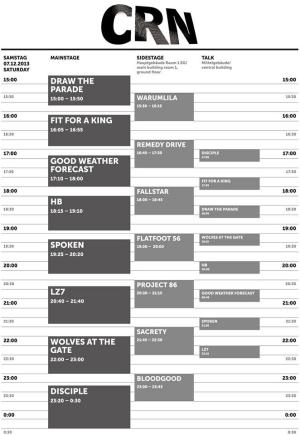 Time Schedule Saturday